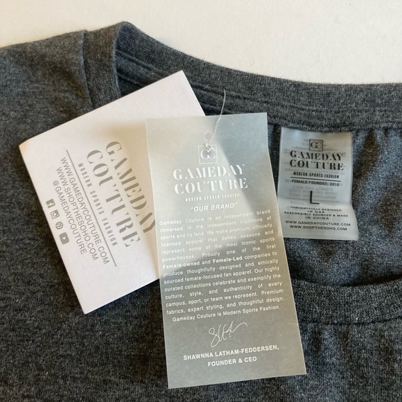 New Men’s Gameday Couture Grey Cotton Polyester Long Sleeve T-Shirt size L - Picture 10 of 11